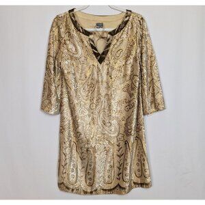 NWT $222 Vintage MUSE 6 Y2K 90s Paisley Burnt Velvet Shift Knee Length Dress